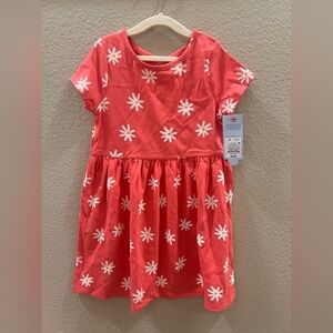 Cat & Jack Pink/coral Dress with White Floral Design